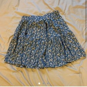 Romwe blue floral skirt